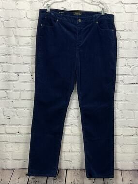 Talbots Corduroy Jeans Women's Size 14 Blue Flawless Five Pocket Straight Leg
